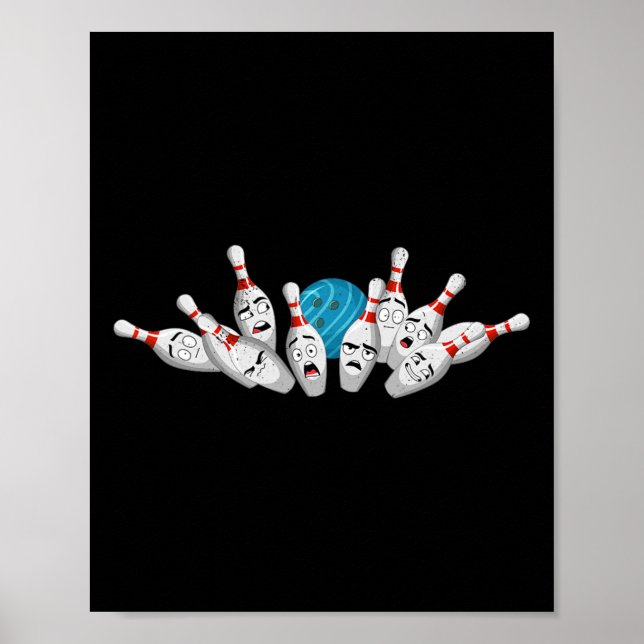 Póster Personalizado Bowling Aterred Bowling Pins Funny S (Frente)