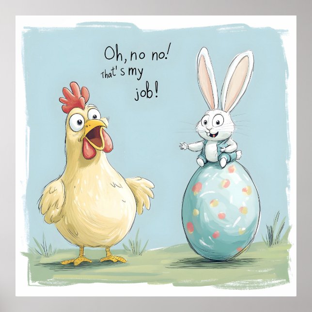 Póster Personalizado Bunny Chick Egg Easter Fun (Frente)