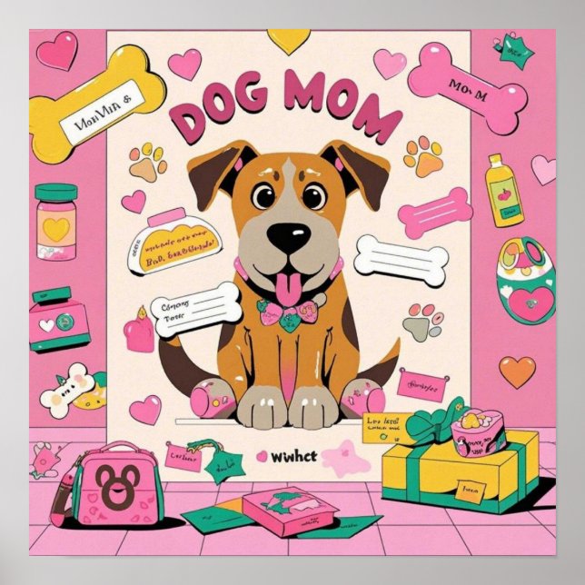 Póster Personalizado Cachorro cachorro mamá en habitación (Frente)