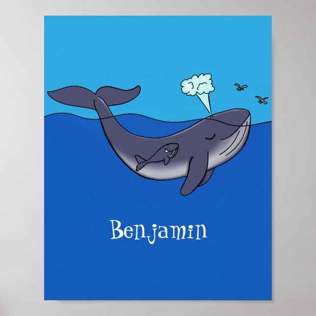 Póster Personalizado caprichoso de ballenas y terneros (Frente)