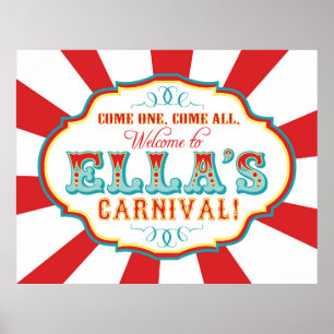 Póster Personalizado Carnaval bienvenido banner de cumple
