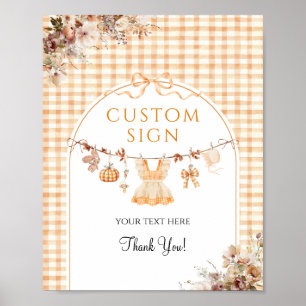 Póster Personalizado Chica de calabaza Baby Shower otoño 
