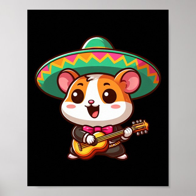 Póster Personalizado Cinco De Mayo Hamster Mariachi Guita (Frente)