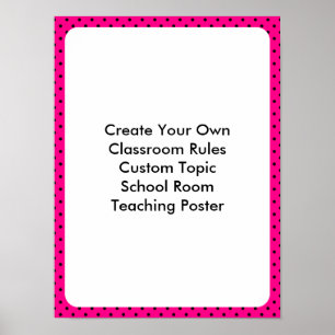 Póster Personalizado Clase de Punto de Polka Negro Rosa C