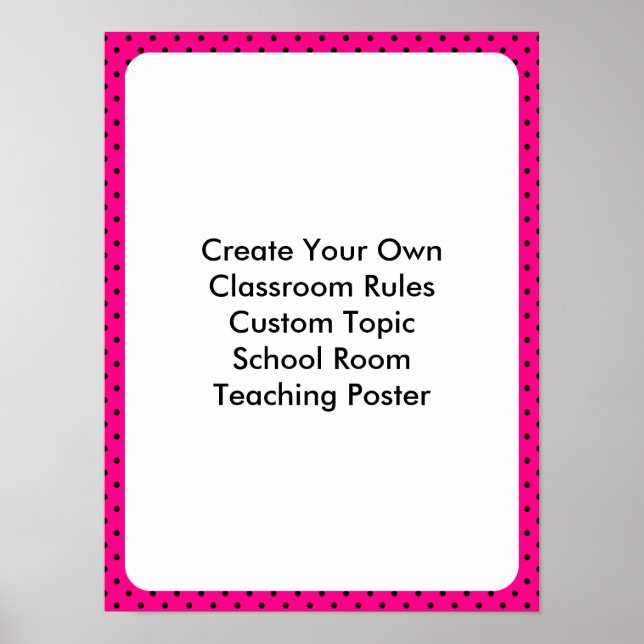 Póster Personalizado Clase de Punto de Polka Negro Rosa C (Frente)