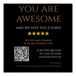 Póster Personalizado Código QR oro negro dejar una revisi