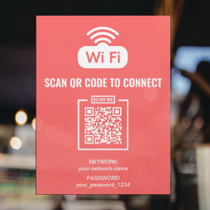 Póster Personalizado Código QR WIFI Password Network Inte
