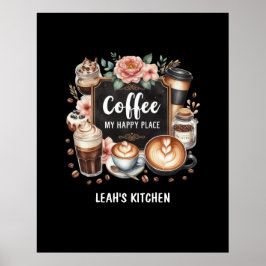 Póster ☕ Personalizado Coffeecore Kitchen Cafe Happy Plac
