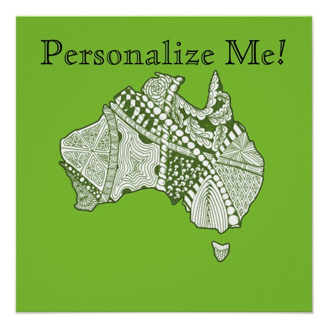 Póster Personalizado Color Australia Mapa de arte (Anverso)