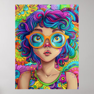 Póster Personalizado colorido Chica Poster - lindo y herm