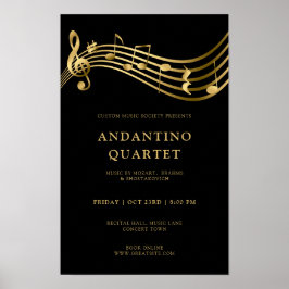 Póster Personalizado Concert Poster Template Music Gold N