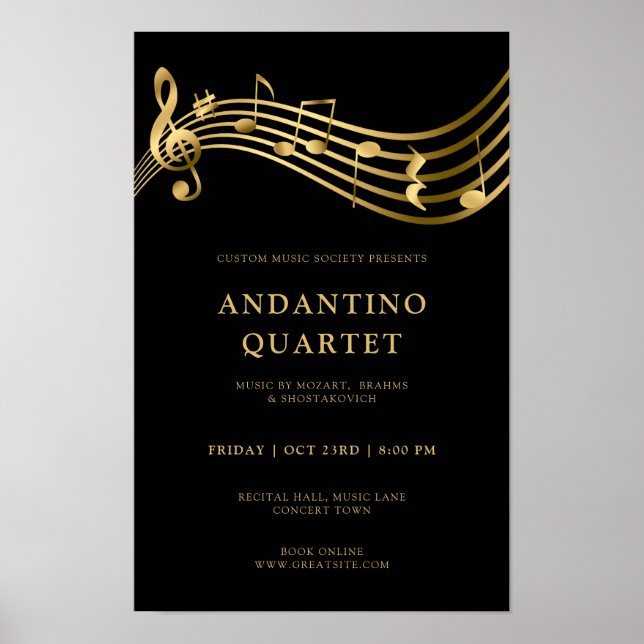Póster Personalizado Concert Poster Template Music Gold N (Frente)
