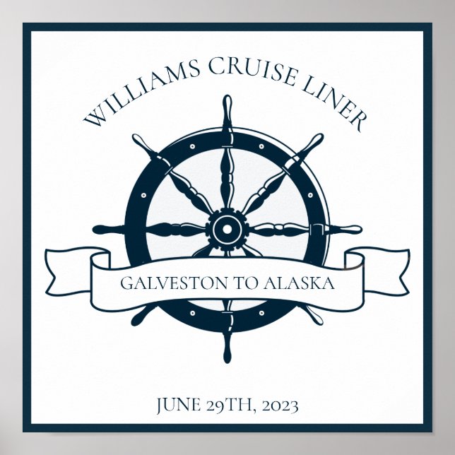 Póster Personalizado Cruise Ship Nautical Wheepsake (Frente)