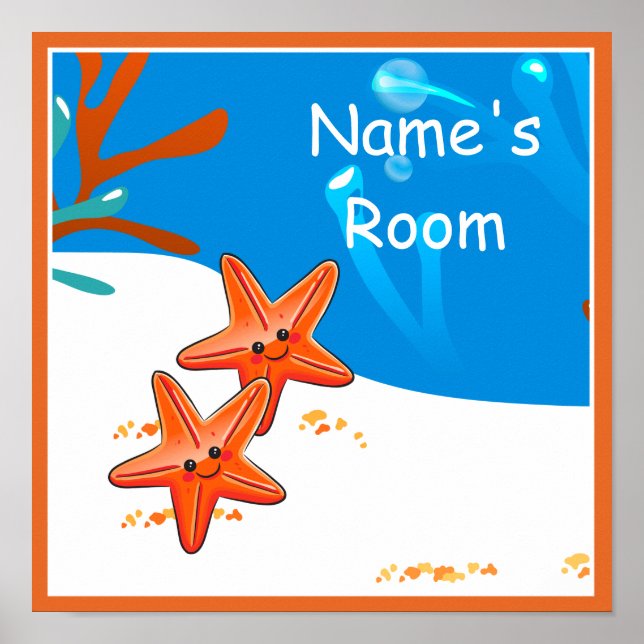 Póster Personalizado Cute Aquatic Starfish Niños Poster d (Frente)