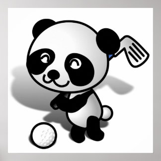 Póster Personalizado Cute Baby Panda Bear Golf