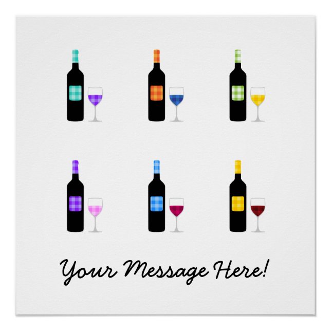 Póster Personalizado Cute Checkered Country Wine Botsual  (Anverso)