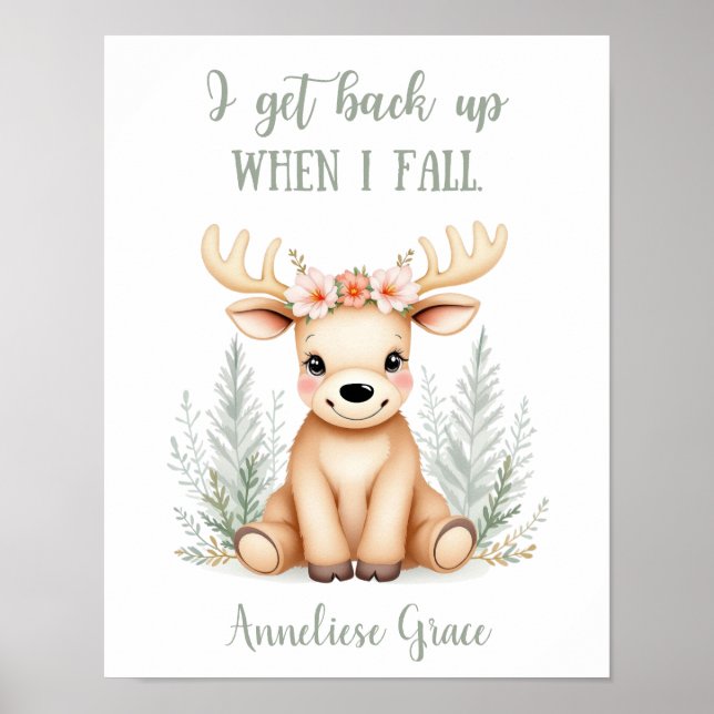 Póster Personalizado Cute Elegant Moose Animal Nursery (Frente)
