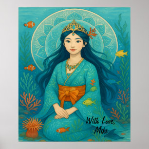 Póster Personalizado Cute Whismusic Underwater Princess