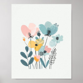 Póster Personalizado Cuto Flores Acuarela Flora Floral Di