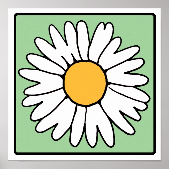 Póster Personalizado Cuto Retro Daisy Spring Garden Flor (Frente)