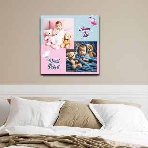 Póster Personalizado de 2 fotos de niños gemelos