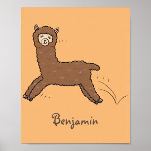 Póster Personalizado de alpaca marrón feliz