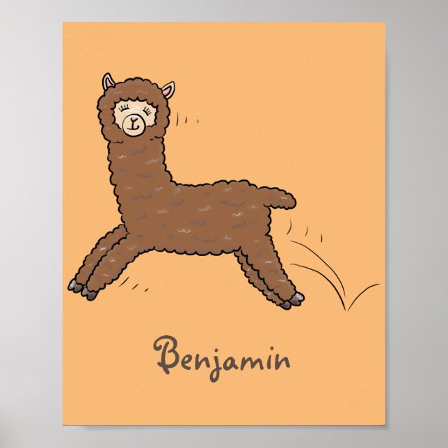 Póster Personalizado de alpaca marrón feliz (Frente)