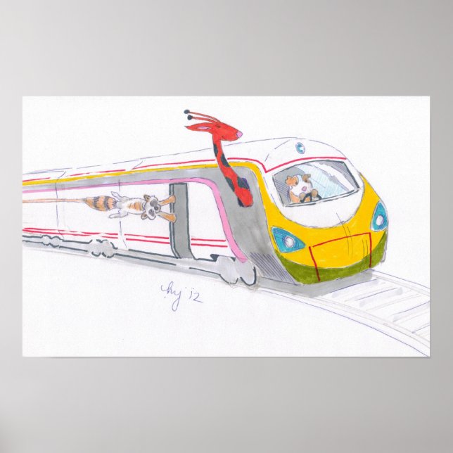 Póster Personalizado de alta velocidad guinea giraffe rac (Frente)