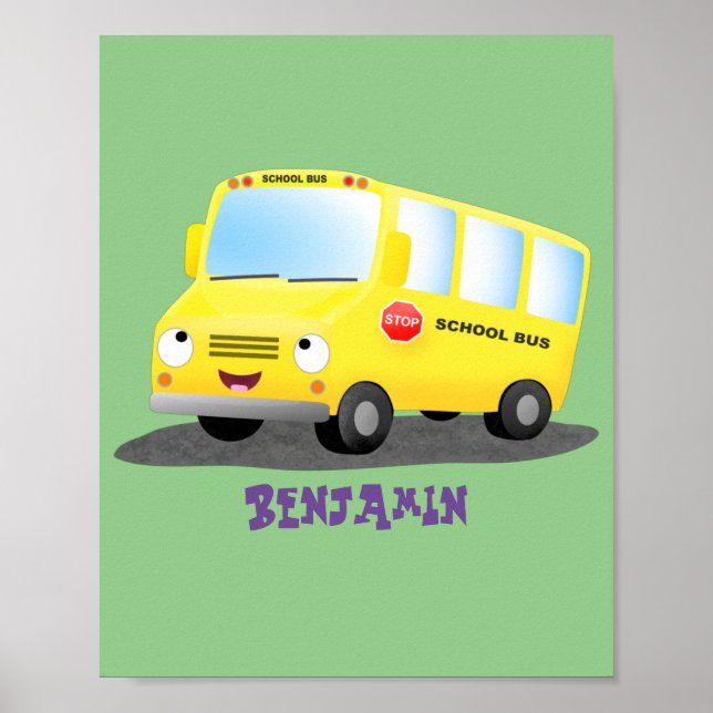 Póster Personalizado de autobús escolar alegre y amarillo (Frente)