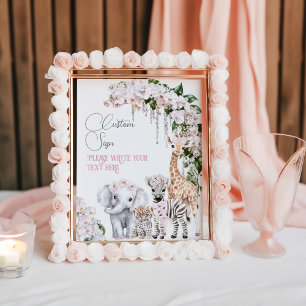 Póster Personalizado de Baby Shower Safari Animal Tropica