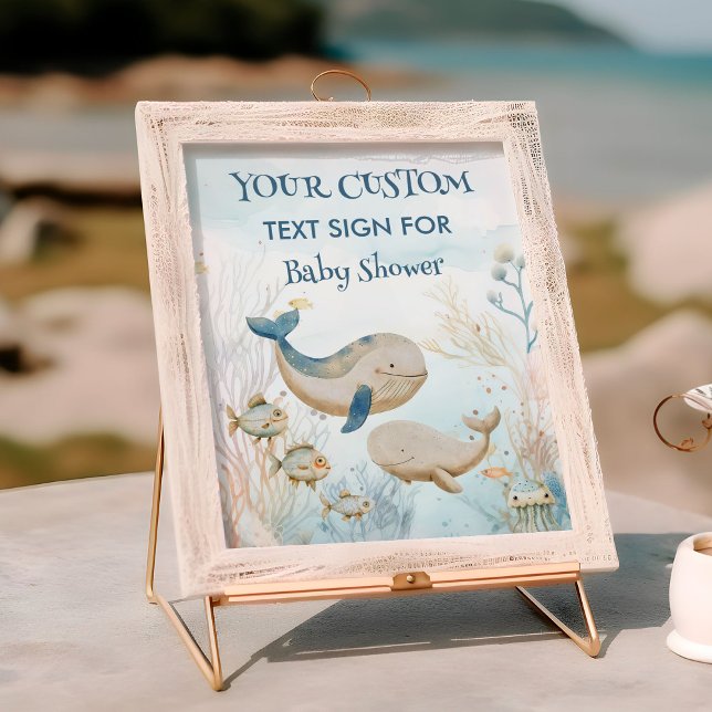 Póster Personalizado de ballenas Baby Shower Under the Se (Custom sign from the Whale Baby Shower Collection by Darling & May)