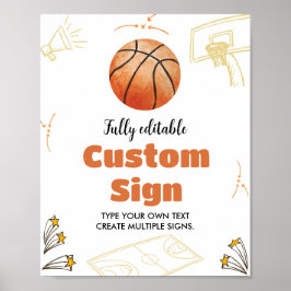 Póster Personalizado de baloncesto Rótulo de mesa cumplea