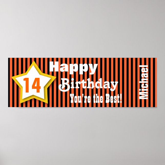 Póster personalizado de Banner Estrella de Cumpleaños S04 (Frente)