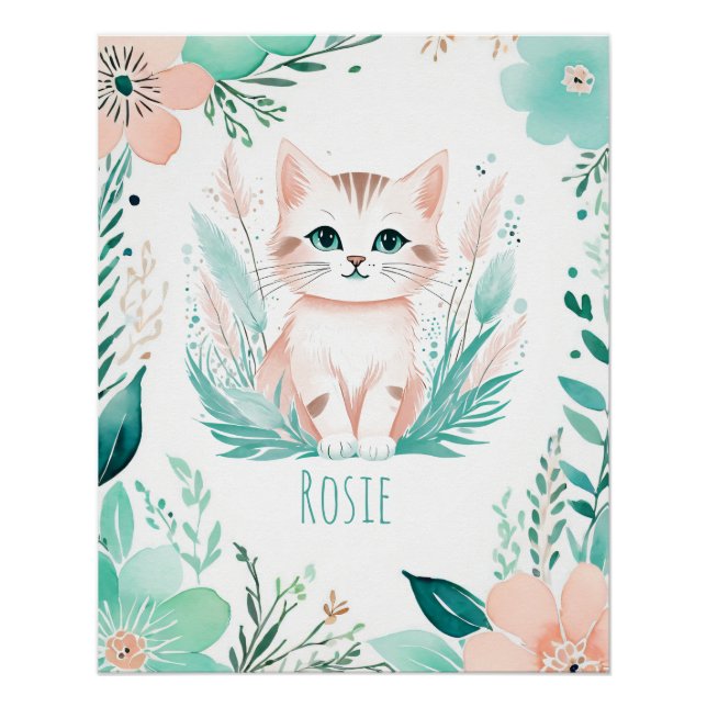 Póster personalizado de bebé boho - Diseño de gati (Anverso)