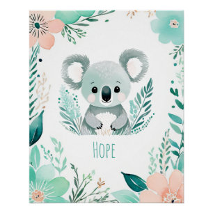 Póster personalizado de bebé boho - Diseño de koal
