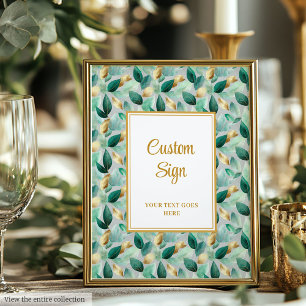 Póster Personalizado de Boda del follaje de oro verde de 