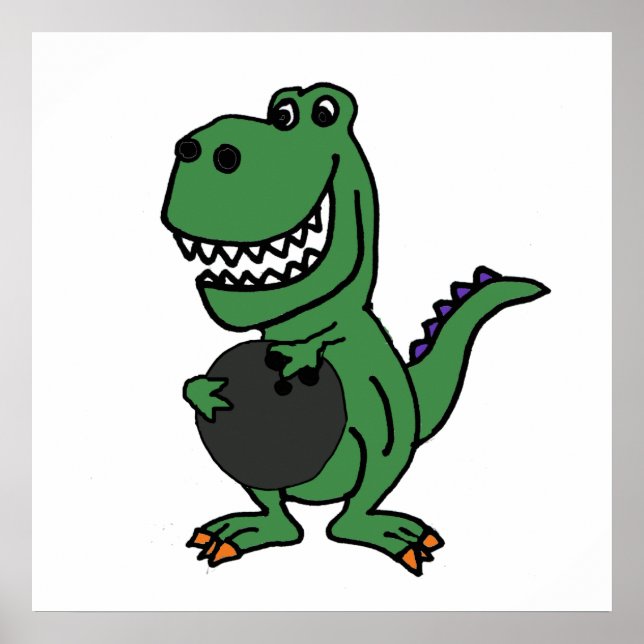 Póster Personalizado de bolos de Dinosaurio Cute T-rex (Frente)