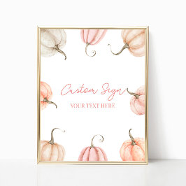 Póster Personalizado de calabaza rosa Caída otoño Rótulo 