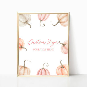 Póster Personalizado de calabaza rosa Caída otoño Rótulo