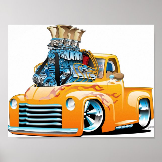 Póster Personalizado de Camiones de Recogida de Hot Rod C (Frente)