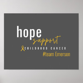 Póster personalizado de cáncer infantil. Nombre del equip