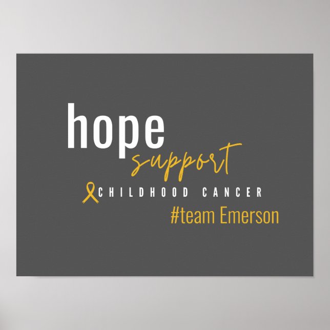 Póster personalizado de cáncer infantil. Nombre del equip (Frente)