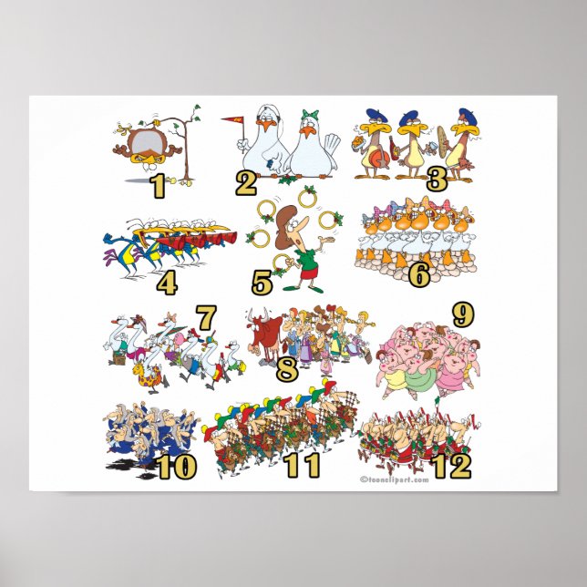 Póster personalizado de canciones de navidades de doce dí (Frente)