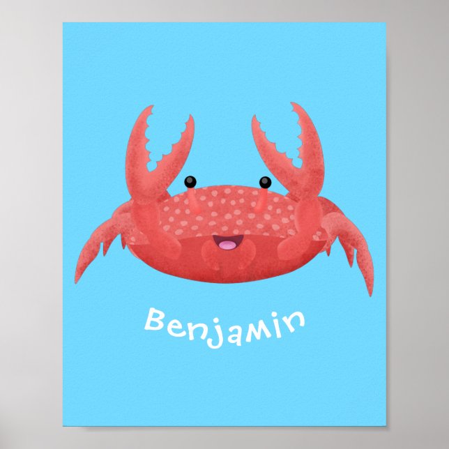 Póster Personalizado de cangrejo rojo lindo ilustracion (Frente)