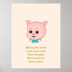 Póster Personalizado de cerdo y palabras positivas