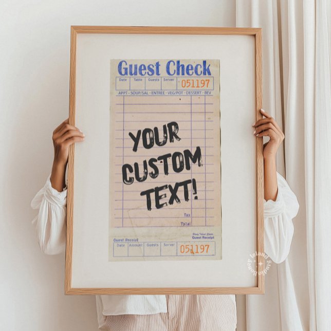 Póster Personalizado de cheques de invitado personalizado (Guest Check Custom Personalized Poster)