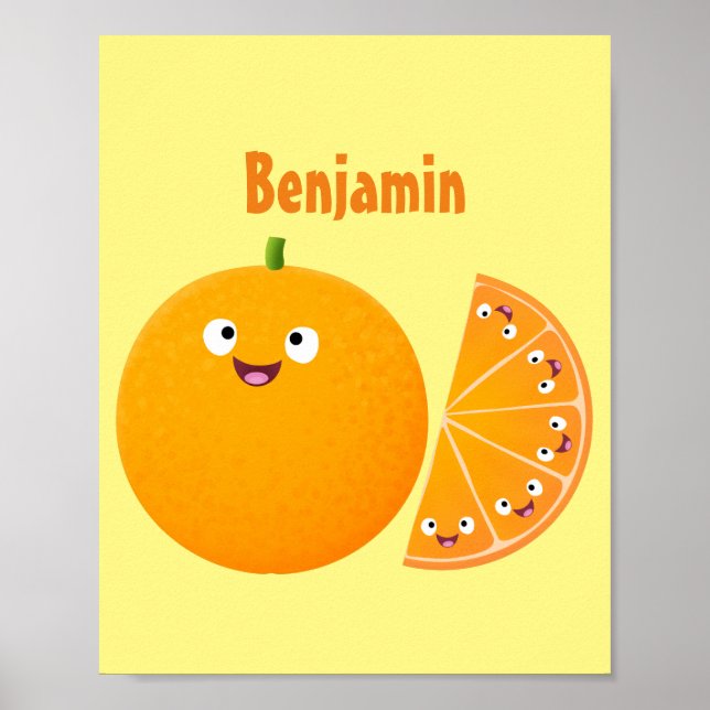 Póster Personalizado de cítricos de feliz naranja (Frente)