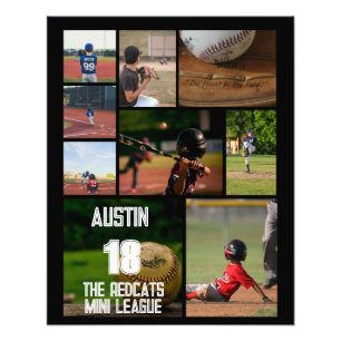 Poster personalizado de Collage de fotos de béisbo