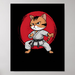 Póster Personalizado De Cómic De Cat Karate Japonés Para 