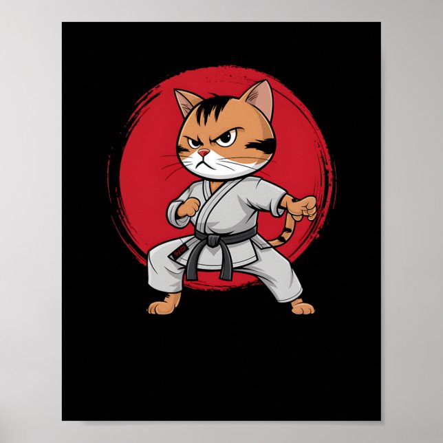 Póster Personalizado De Cómic De Cat Karate Japonés Para  (Frente)